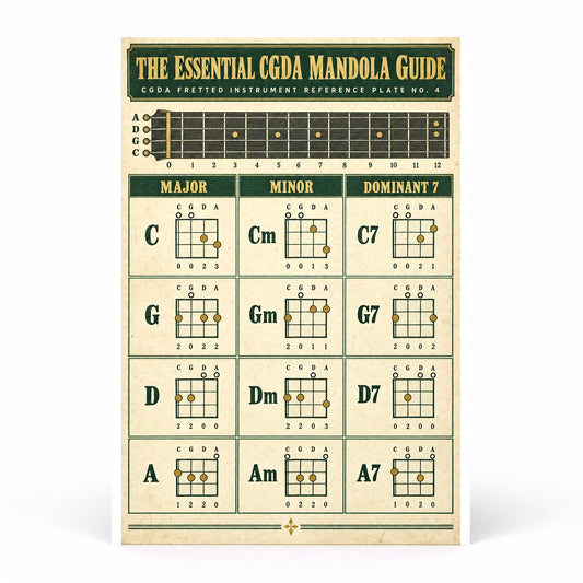 Mandola Chords and Tuning Guide, Unframed Musician Art Poster