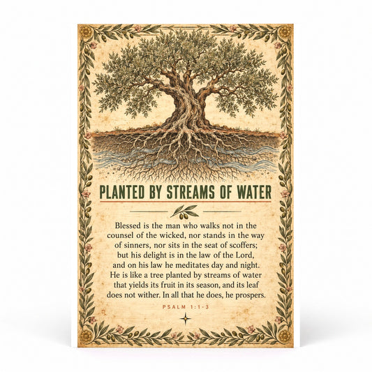 Psalm 1 Scripture Wall Art Poster, Planted by Streams of Water Print