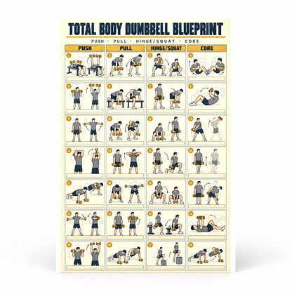 Total Body Dumbbell Blueprint Poster for Home Gym Wall Art
