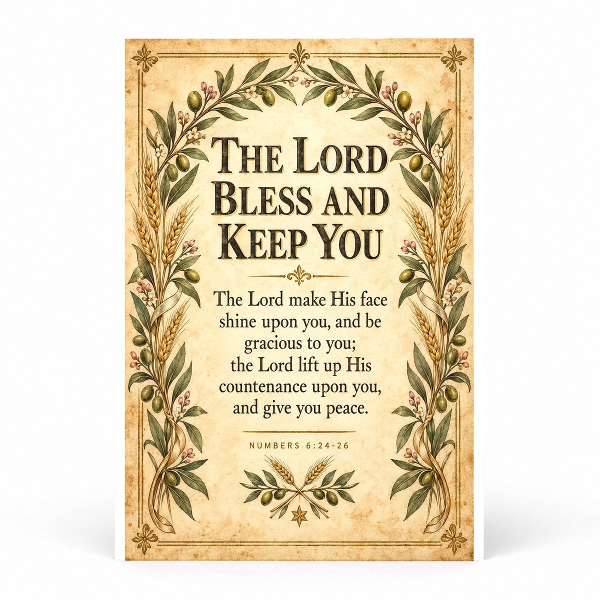Aaronic Blessing Scripture Art Poster, The Lord Bless and Keep You