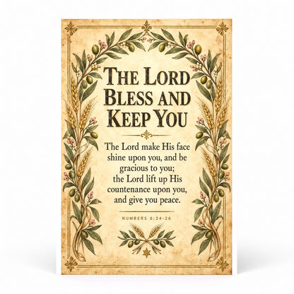 Aaronic Blessing Scripture Art Poster, The Lord Bless and Keep You