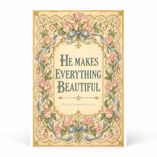 Botanical Toile Ecclesiastes Scripture Poster, Coquette Christian Art