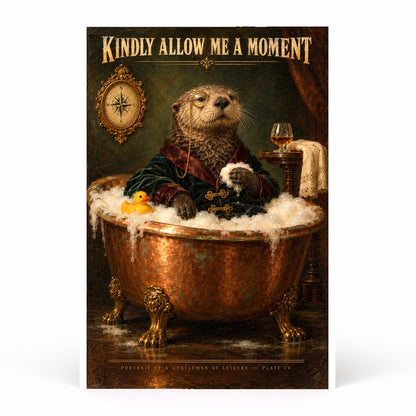 Victorian Bath Otter Funny Oil Painting Bathroom Art Poster