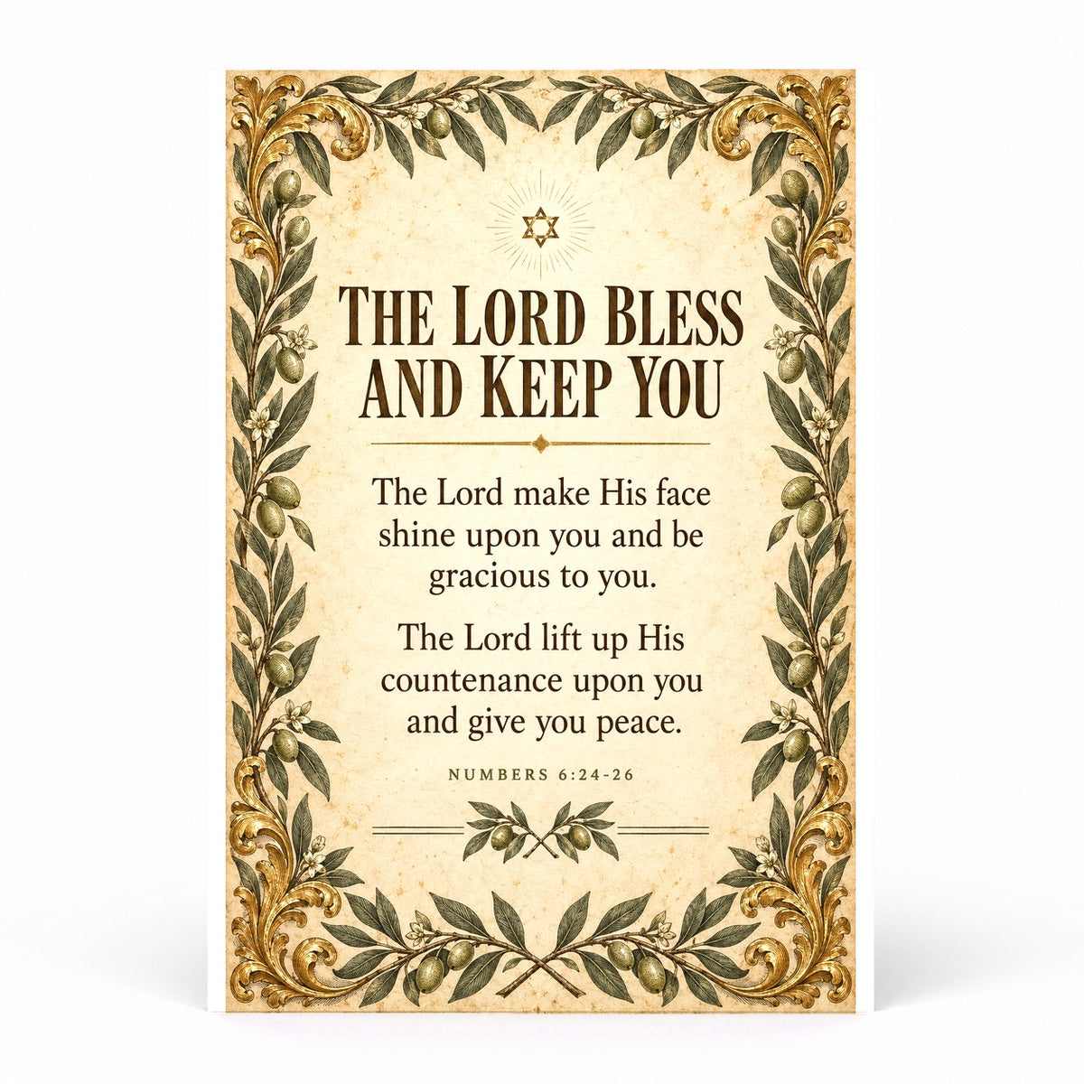 Botanical Priestly Blessing Art Poster, Numbers Scripture Print