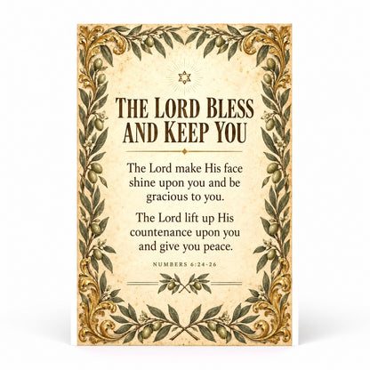 Botanical Priestly Blessing Art Poster, Numbers Scripture Print