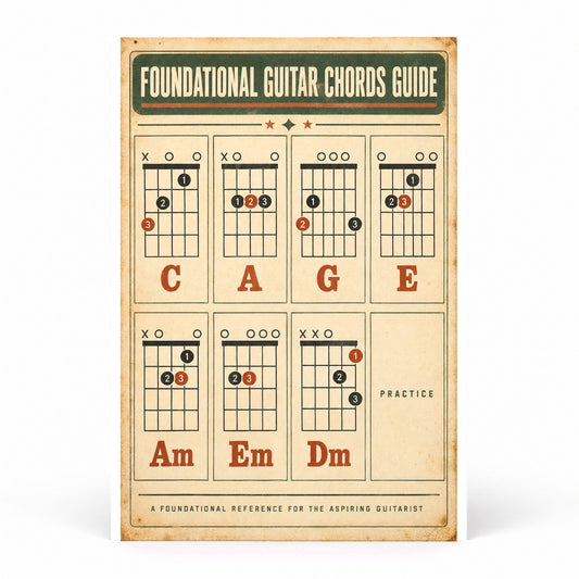 Foundational Guitar Chords Reference Chart Unframed Wall Art Poster