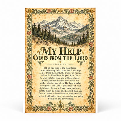 Psalm 121 Mountain Scripture Poster, My Help Comes From the Lord