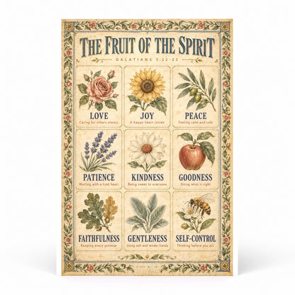Fruit of the Spirit Nursery Scripture Poster, Galatians Wall Art