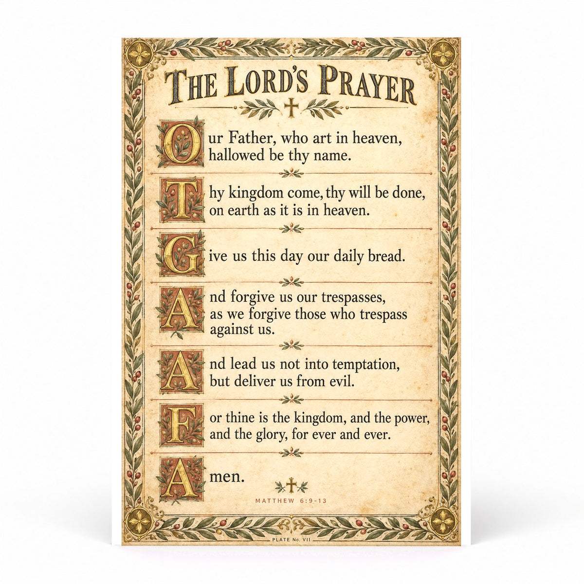 The Lord's Prayer Scripture Poster, Christian Wall Art