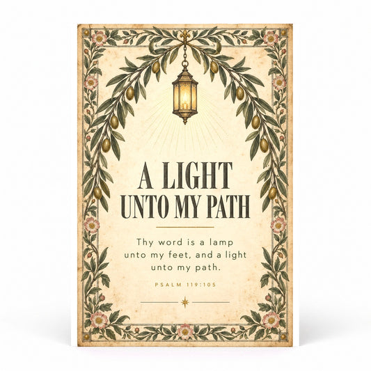 A Light Unto My Path Poster, Psalm 119 Olive Branch Scripture Art