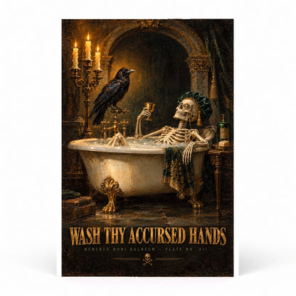 Accursed Hands Gothic Skeleton Bath Poster, Dark Academia Wall Decor