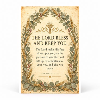 Botanical Priestly Blessing Poster, Numbers 6 Scripture Wall Art