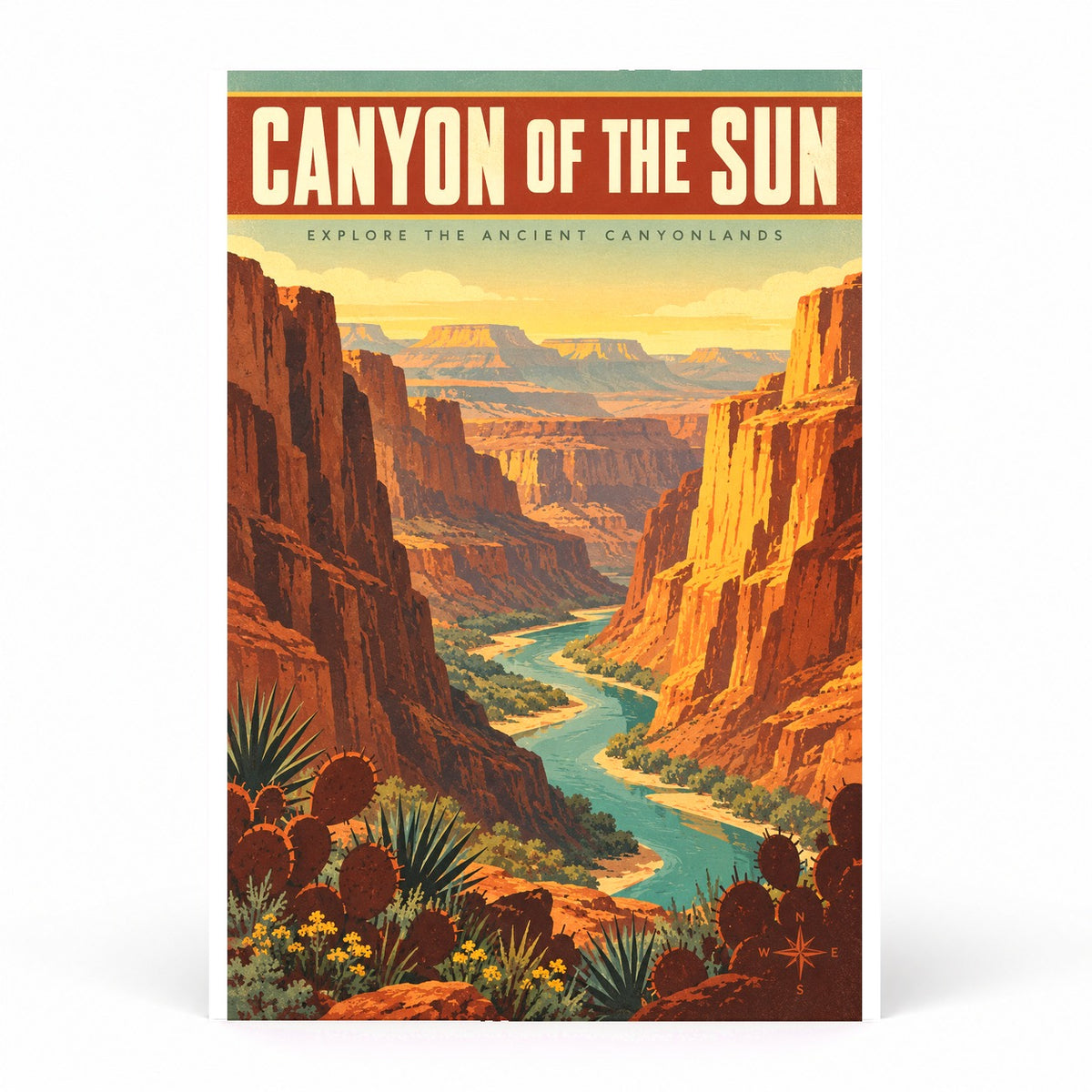 Canyon of the Sun Desert Sunrise Vintage Travel Art Poster