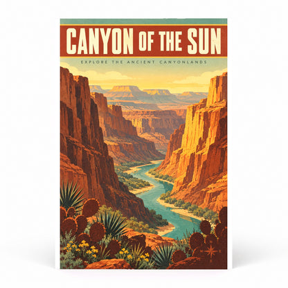 Canyon of the Sun Desert Sunrise Vintage Travel Art Poster