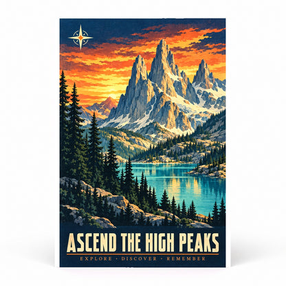 Alpine Crest Vintage Travel Poster, Retro National Park Wall Art