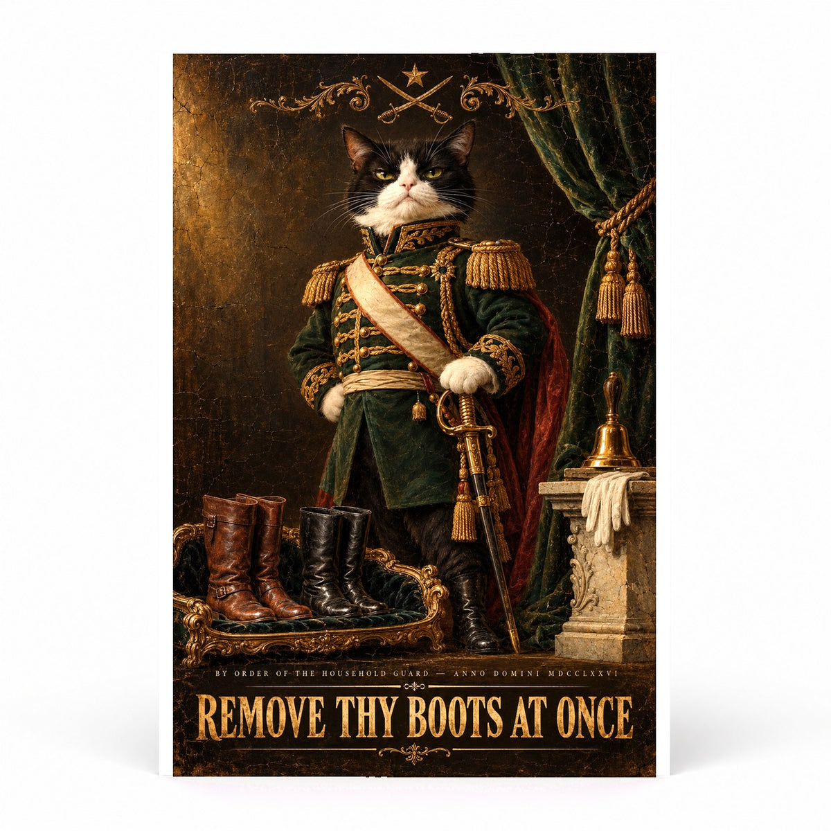 Regal Cat Military Sentry Remove Boots Wall Art Poster