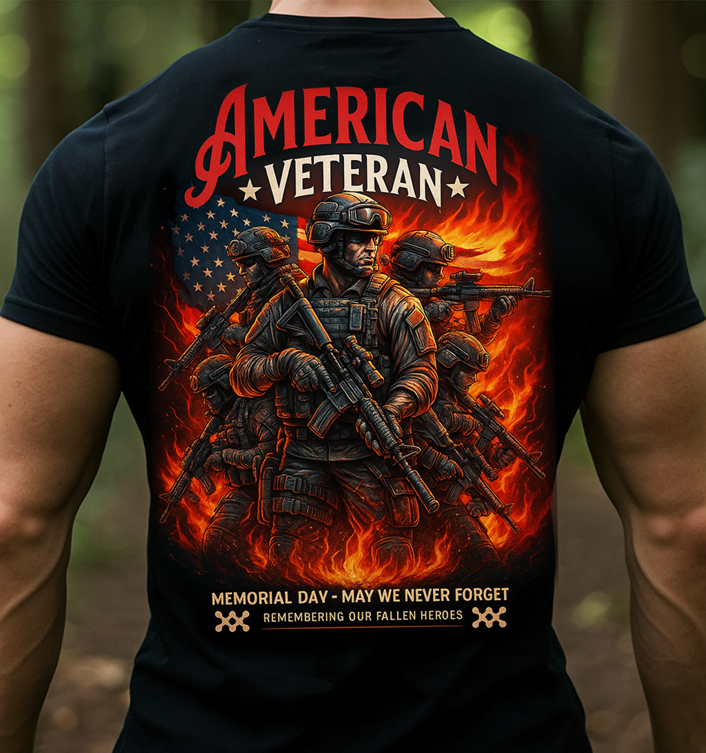 American Veteran Memorial Day T-Shirt – Patriotic Military Tribute Tee, Gift for Dad & Grandpa, Honoring Fallen Heroes