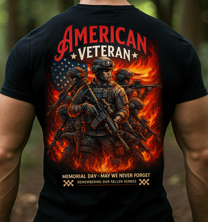 American Veteran Memorial Day T-Shirt – Patriotic Military Tribute Tee, Gift for Dad & Grandpa, Honoring Fallen Heroes