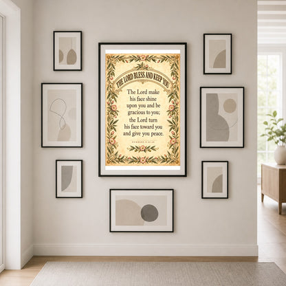 Aaronic Blessing Scripture Poster, Minimalist Christian Art Print