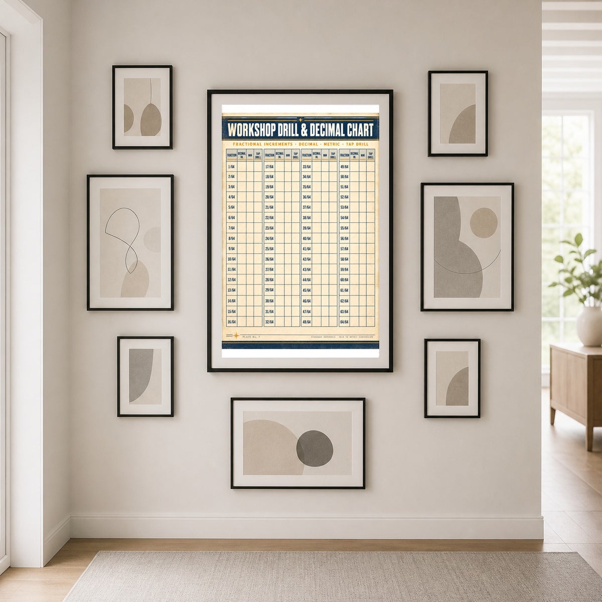 Workshop Drill and Decimal Chart Poster, Garage Art Print