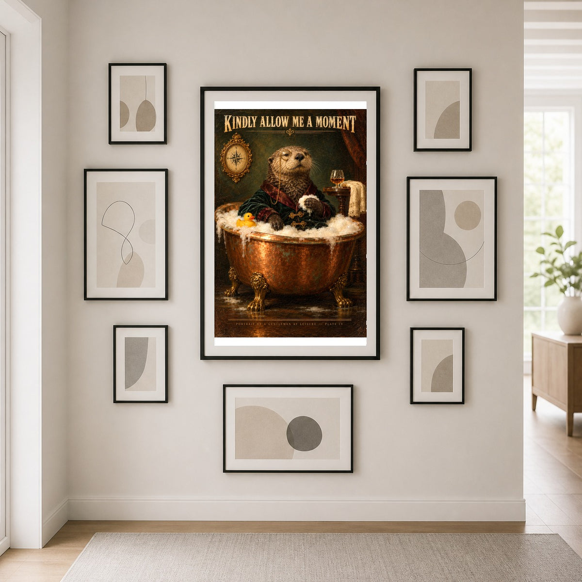 Victorian Bath Otter Funny Oil Painting Bathroom Art Poster