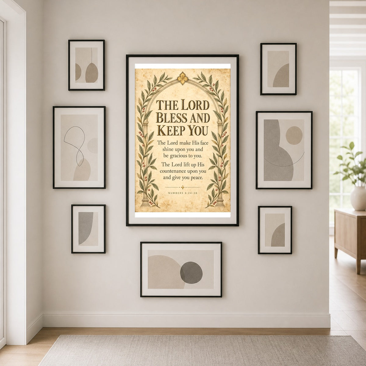 Aaronic Blessing Arch Poster, Numbers 6 Scripture Nursery Wall Art