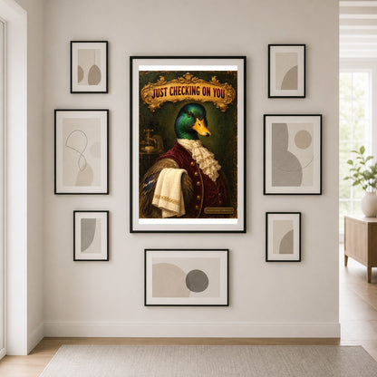 Aristocratic Duck Bathroom Attendant Funny Wall Art Poster