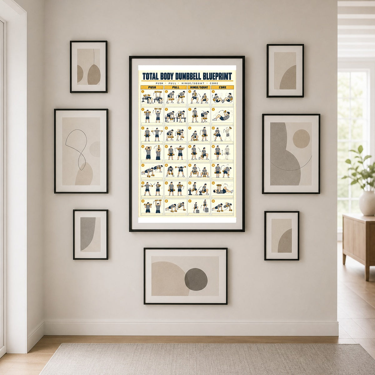 Total Body Dumbbell Blueprint Poster for Home Gym Wall Art