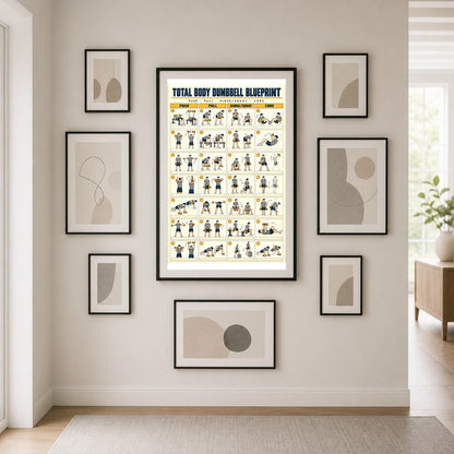 Total Body Dumbbell Blueprint Poster for Home Gym Wall Art
