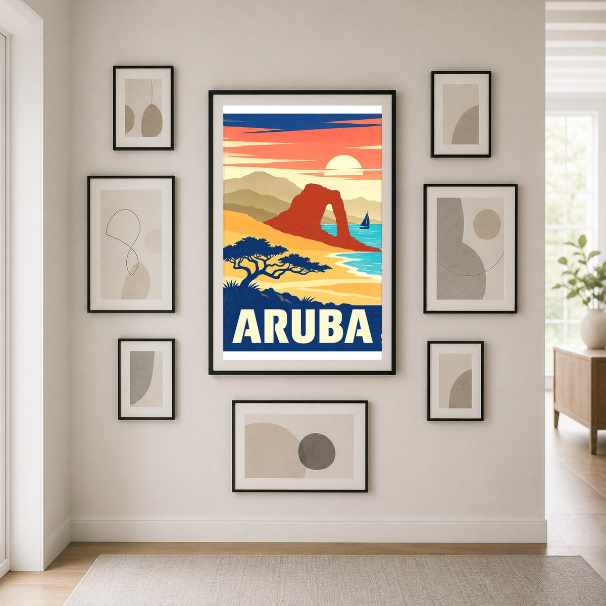 Aruba Vintage Travel Poster Retro Island Beach Wall Art