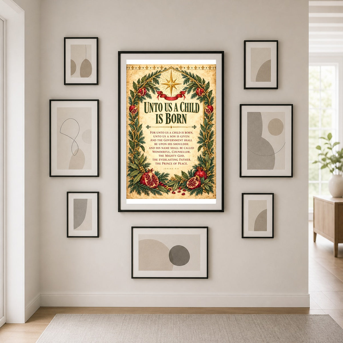 Unto Us a Child Is Born Isaiah 9:6 Christmas Scripture Art Poster