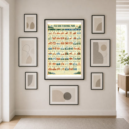National Parks Field Guide Checklist Poster, Regional Travel Art