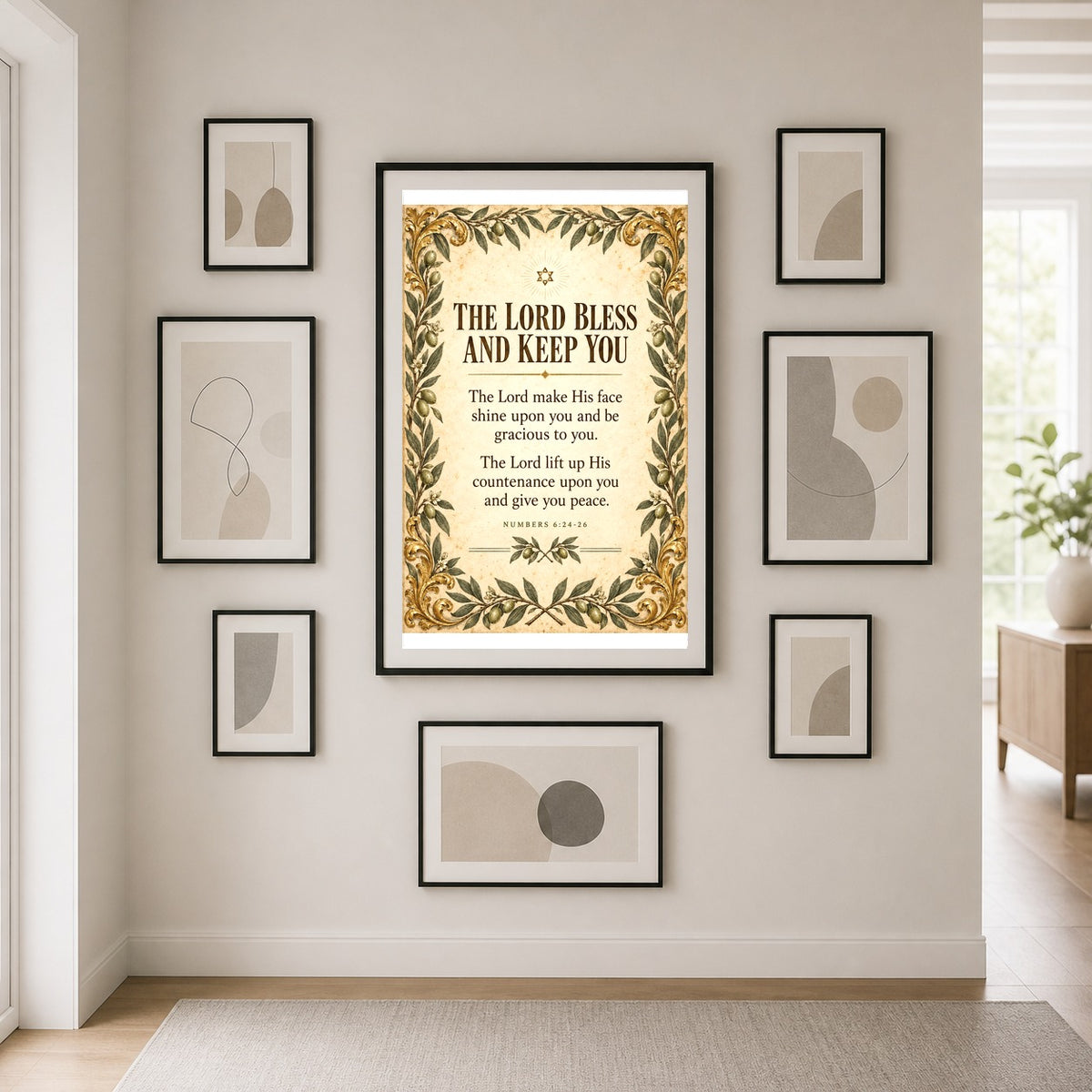 Botanical Priestly Blessing Art Poster, Numbers Scripture Print