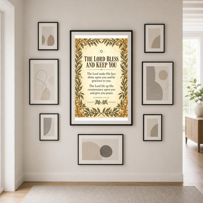 Botanical Priestly Blessing Art Poster, Numbers Scripture Print