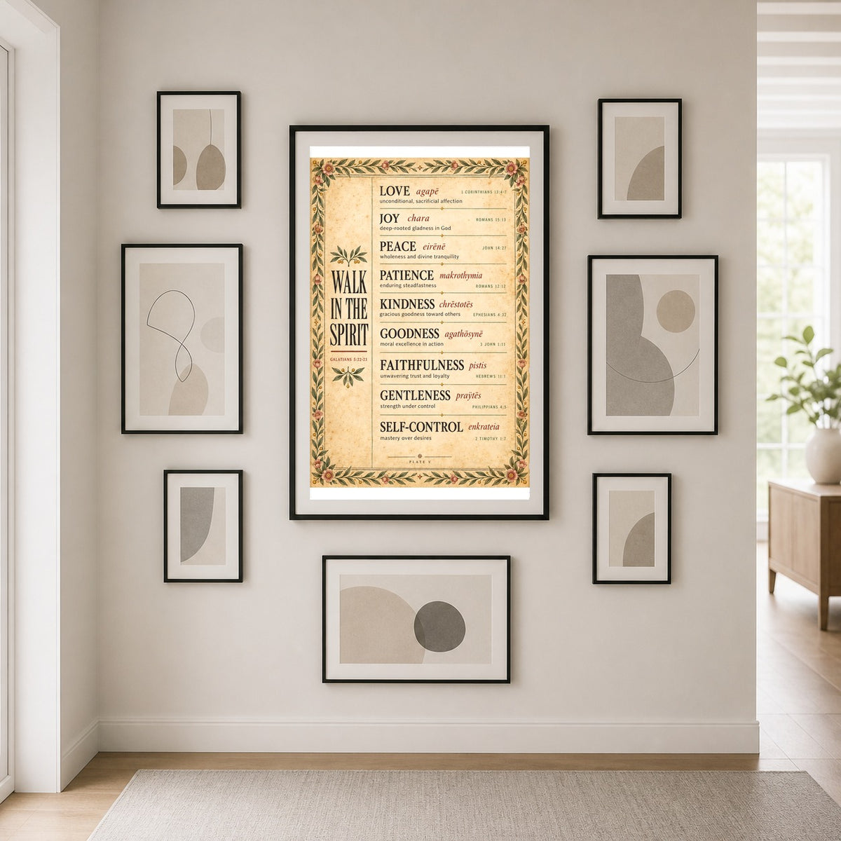 Walk in the Spirit Poster, Fruit of the Spirit Christian Scripture Decor