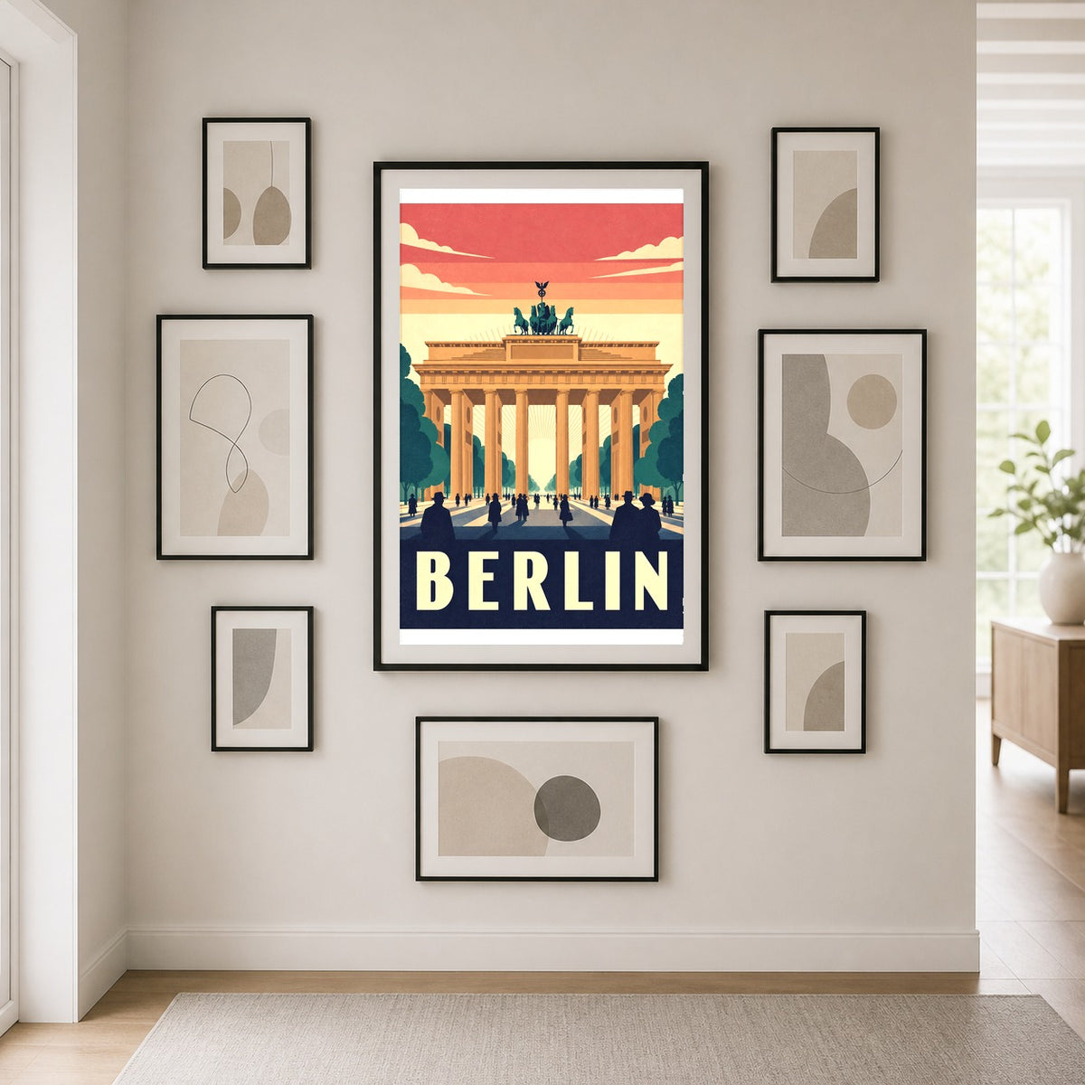 Berlin Germany Brandenburg Gate Vintage Travel Wall Art Poster