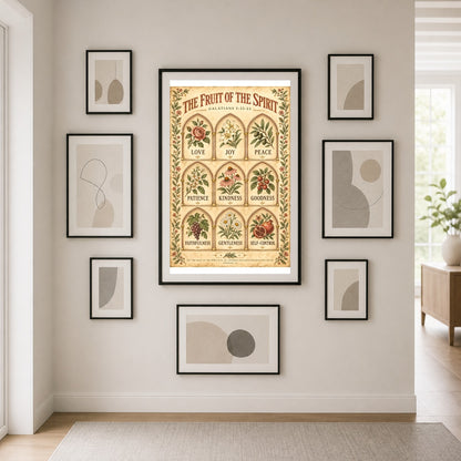 Fruit of the Spirit Archway Grid Poster, Galatians 5 Scripture Art
