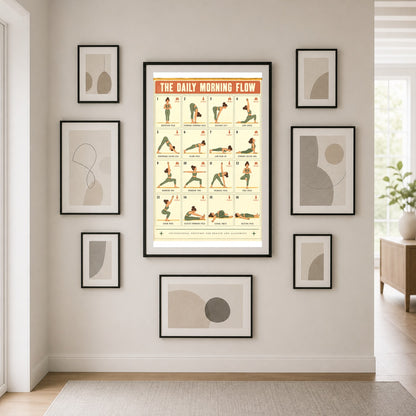The Daily Morning Flow Poster, Beginner Yoga Chart Wall Art
