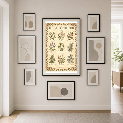 Fruit of the Spirit Botanical Grid Poster, Scripture Wall Decor
