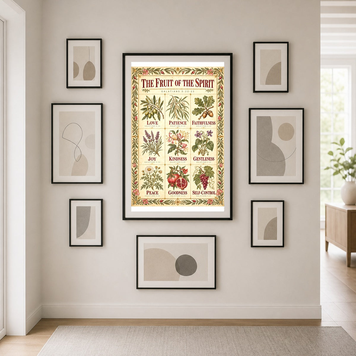 Fruit of the Spirit Botanical Poster, Galatians 5 Herbarium Field Guide