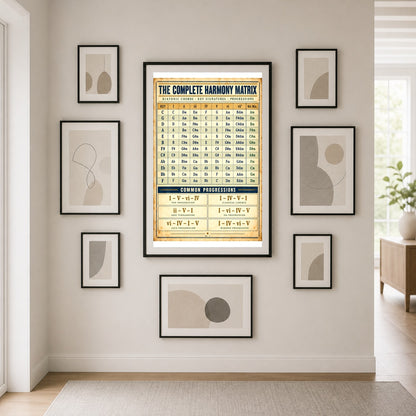 Complete Harmony Matrix Poster, Studio Diatonic Music Theory Reference