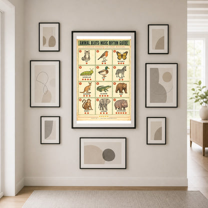 Animal Beats Music Rhythm Guide Poster, Elementary Classroom Wall Art