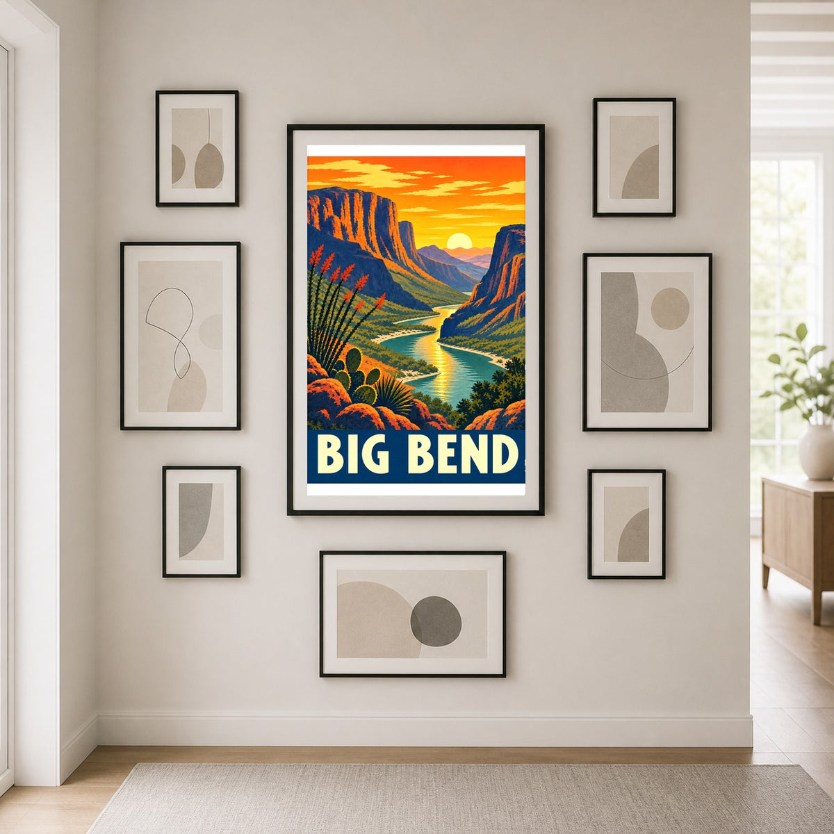 Big Bend National Park Retro Travel Poster, Canyon River Wall Art