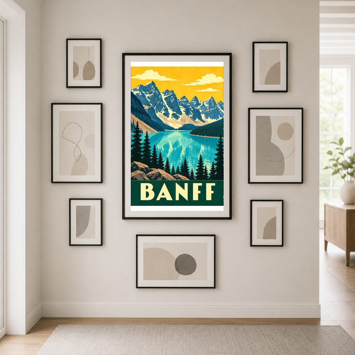 Banff Vintage Travel Poster, Retro Canadian Rockies Wall Art