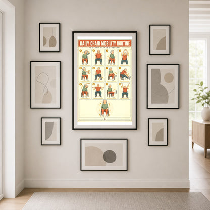 Daily Chair Mobility Routine Poster, Seated Senior Exercise Chart