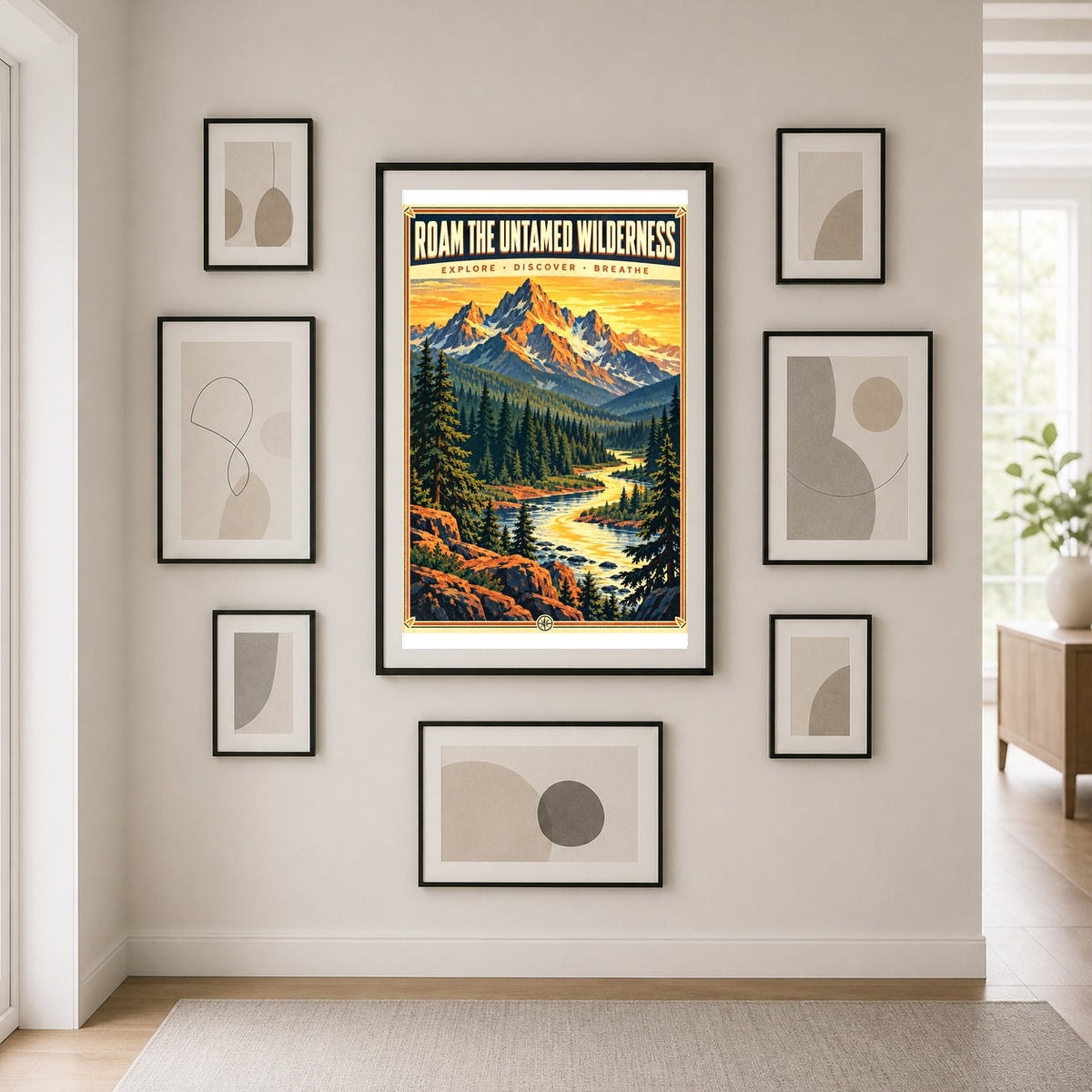 Untamed Wilderness Vintage Travel Poster, Rustic Nature Wall Art