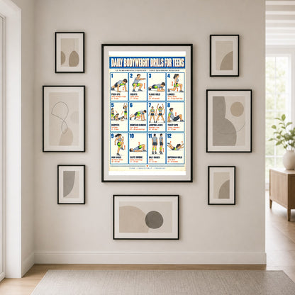 Youth Calisthenics Foundations Chart Poster, Teen Bodyweight Fitness