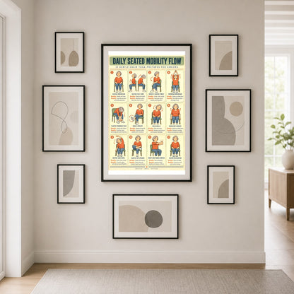 Chair Yoga for Seniors Poster, Daily Seated Mobility Flow Art