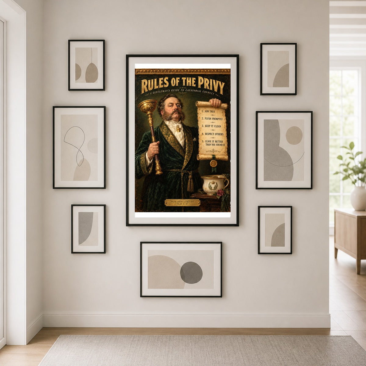Rules of the Privy Victorian Bathroom Humor Oil Painting Poster