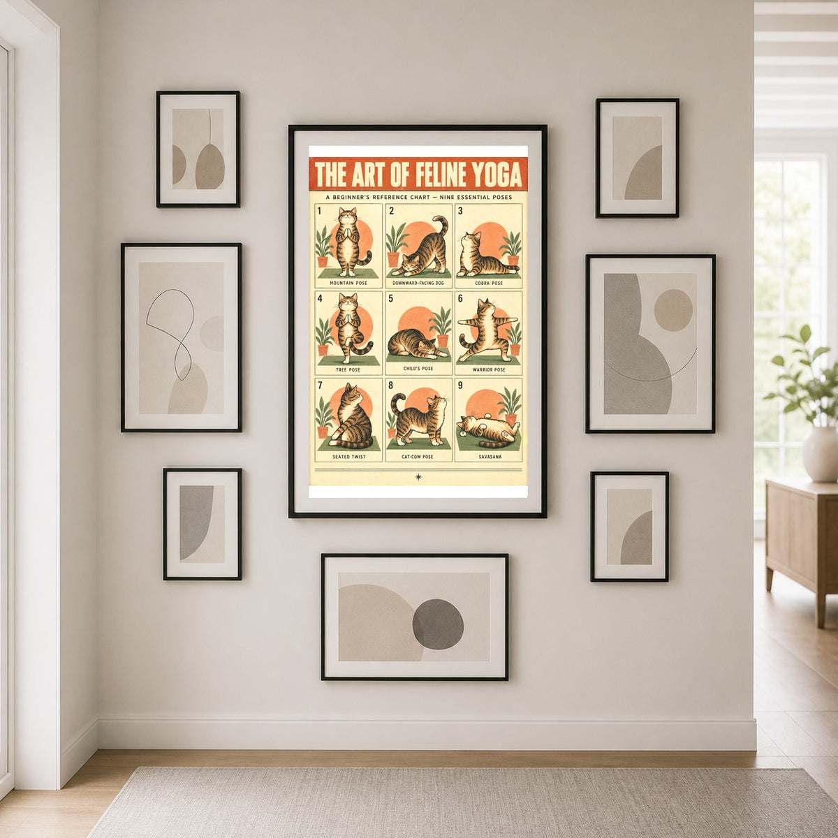 The Art of Feline Yoga Poster, Cat Stretch Routine Chart